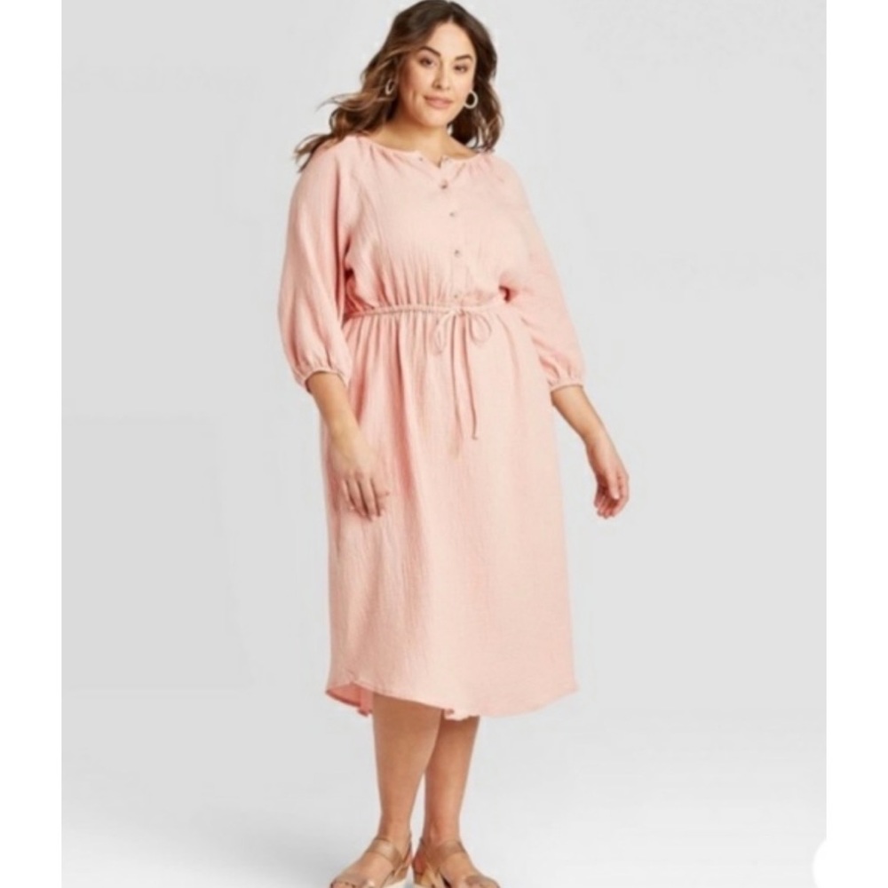 *TARGET* NWT Ava & Viv Pink Gauze Midi Dress, 1X